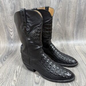 Lucchese Exotic Cut Alligator Cowboy Western‎ Boots 11 D Black